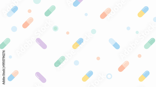 Clinical Healthcare Medicine Pills and Capsules in a Cheerful Abstract Pattern on White