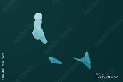Comoros Map - Polygon style vector illustration in green and blue low poly geometric design, clean minimal silhouette for infographic.