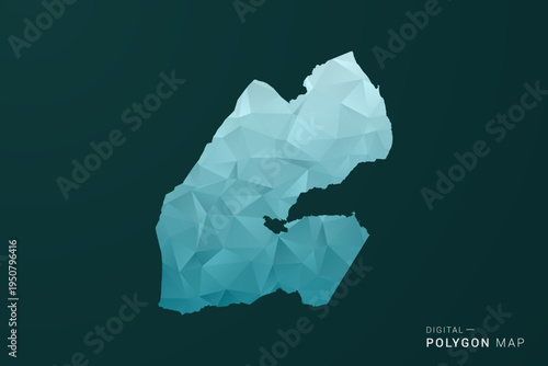 Djibouti Map - Polygon style vector illustration in green and blue low poly geometric design, clean minimal silhouette for infographic.
