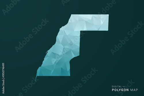 Western Sahara Map - Polygon style vector illustration in green and blue low poly geometric design, clean minimal silhouette for infographic.
