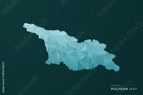Georgia Map - Polygon style vector illustration in green and blue low poly geometric design, clean minimal silhouette for infographic.