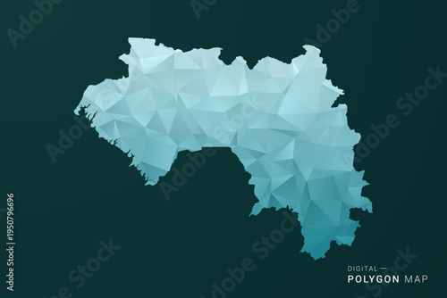 Guinea Map - Polygon style vector illustration in green and blue low poly geometric design, clean minimal silhouette for infographic.