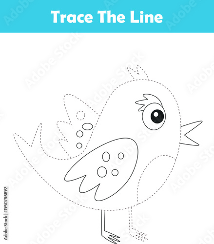 Handwriting Practice. Tracing lines and coloring animals for children. Vector Illustration