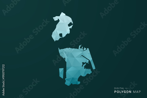 Macao Map - Polygon style vector illustration in green and blue low poly geometric design, clean minimal silhouette for infographic.