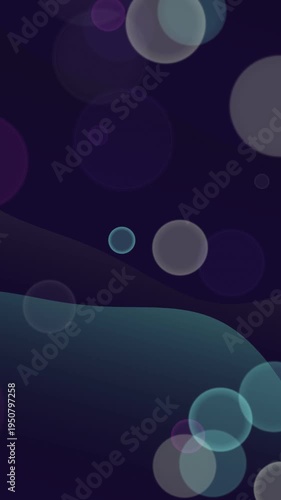 Abstract Dark Background with Bubbles and Shapes.