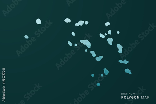 Marshall Islands Map - Polygon style vector illustration in green and blue low poly geometric design, clean minimal silhouette for infographic.