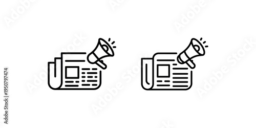 Newspaper with megaphone icon set vector illustration. news media and announcement symbol. latest information