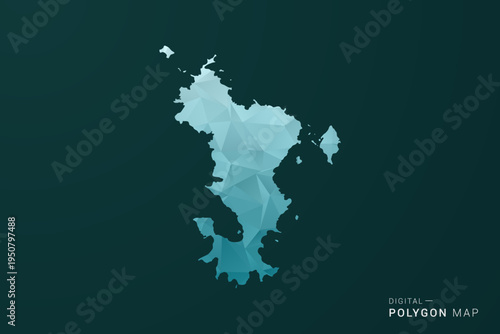 Mayotte Map - Polygon style vector illustration in green and blue low poly geometric design, clean minimal silhouette for infographic.