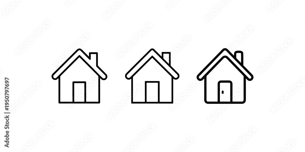 Obraz premium House outline icon set, home concept, building symbol, residence illustration, real estate graphic, property sign, dwelling and housing.
