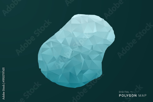 Nauru Map - Polygon style vector illustration in green and blue low poly geometric design, clean minimal silhouette for infographic.