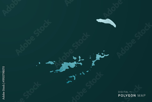 British Virgin Islands Map - Polygon style vector illustration in green and blue low poly geometric design, clean minimal silhouette for infographic.
