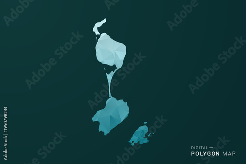Saint Pierre and Miquelon Map - Polygon style vector illustration in green and blue low poly geometric design, clean minimal silhouette for infographic.