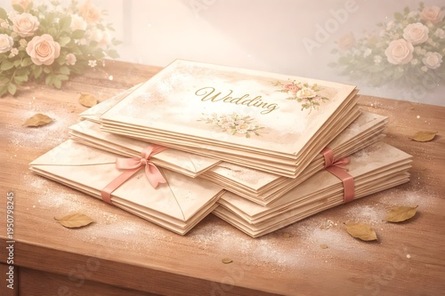 Stack of Unused Wedding Invitations – Declining Marriage Trend Concept Illustration