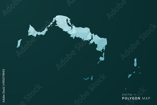 Turks and Caicos Islands Map - Polygon style vector illustration in green and blue low poly geometric design, clean minimal silhouette for infographic.