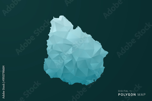 Uruguay Map - Polygon style vector illustration in green and blue low poly geometric design, clean minimal silhouette for infographic.