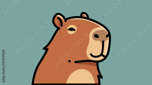 Cartoon Capybara Illustration with Happy Facial Expression.