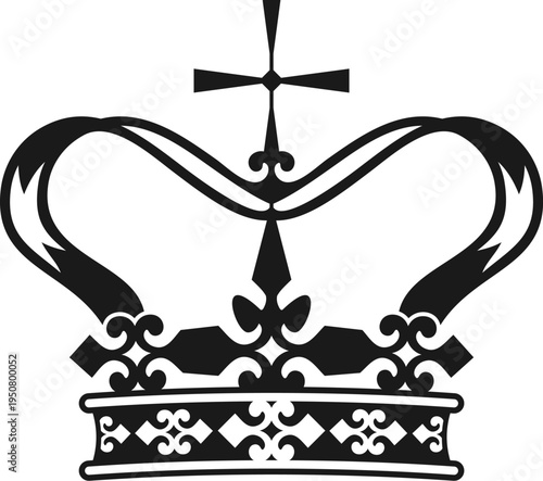 Heraldic queen medieval crown or jewelry. Vintage Coat of Arms emperor tiara, antique medieval queen hat. Ancient heraldic king crown