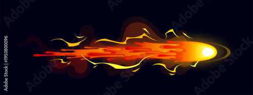 Game blaster gun energy fiery plasma flash blast effect. Magic projectile attack ray, fantasy weapon energy isolated vector blast. Sci Fi game gun shot flash effect with melted magma glowing fireball