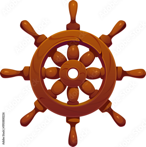 Pirate icon of ship helm or steering wheel of corsairs sailboat, cartoon vector. Marine filibusters and Caribbean corsairs boat rudder or captain helm for pirates icon of nautical seafaring item