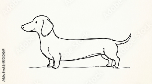 Wallpaper Mural Dachshund dog minimal continuous line drawing illustration Torontodigital.ca