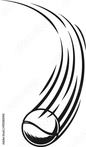 Tennis sport ball strike movement tail. Game strike movement effect, baseball ball acceleration speed trail. Tennis shoot fly motion tail