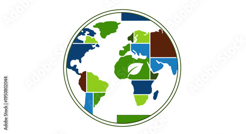 Colorful Globe Illustration with Map Details.