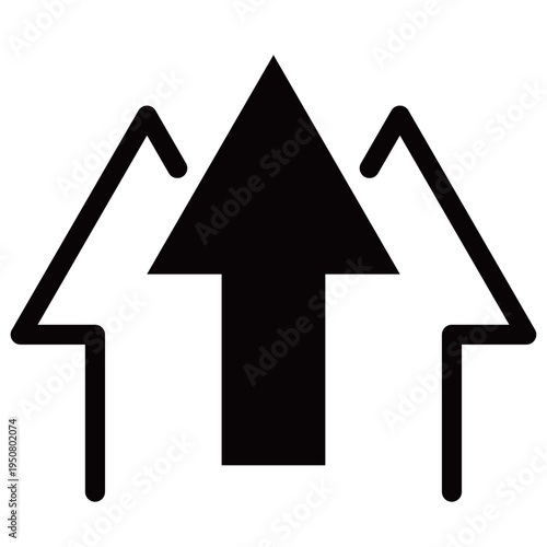 3つの上昇矢印のビジネスアイコンセット（成長・成功・相乗効果・アウトラインあり）