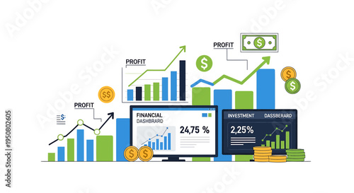 Set of finance and business icons vector, 20 elements, infographic style