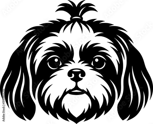 Black and White Shih Tzu Dog Vector Graphic
