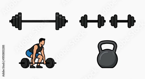 Weights and dumbbell isolated on a white background, gym and workout illustration, sport activity