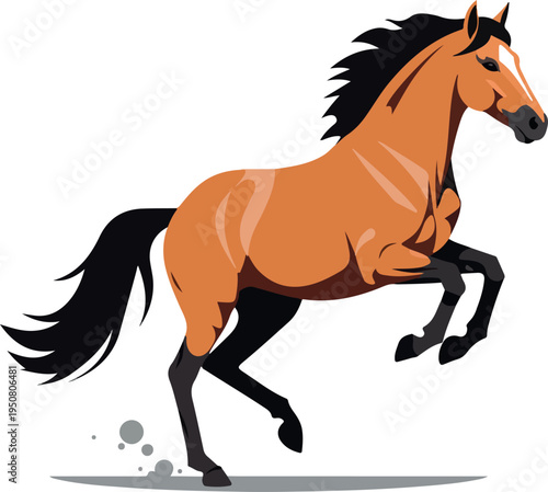 Brown Horse Galloping Flat Design Minimal Illustration Isolated Object