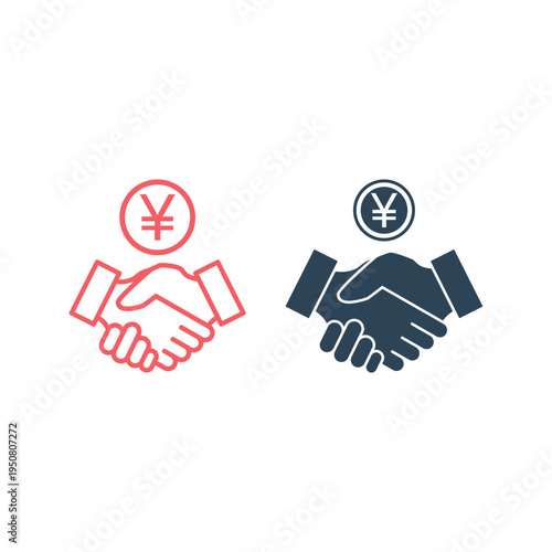 Handshake Deal Isolated Icons set Vector Graphic.