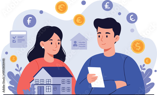 Couple Planning Property Investment With Euro Currency And House Model