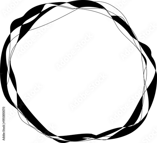 Circle border composed of splash ink path lines