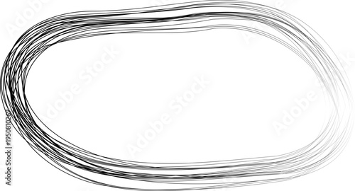 Oval border formed by thick sketch line strokes
