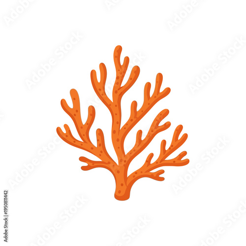 Vibrant orange coral illustration, a minimalist graphic portraying marine life. Perfect for ocean conservation, tropical reef, and aquatic environment design
