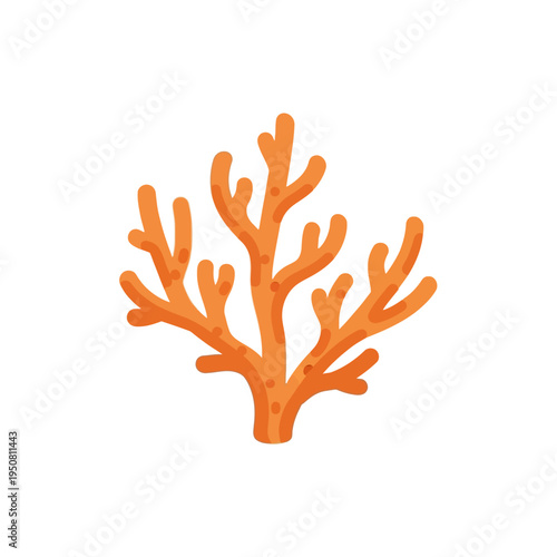 Illustration of a vibrant orange coral branch, representing marine life and ocean ecosystems