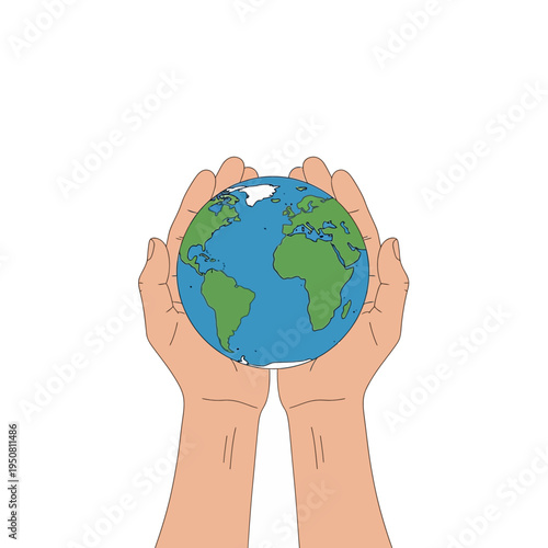 Hands gently cradle the Earth, symbolizing global care and environmental conservation for a sustainable future
