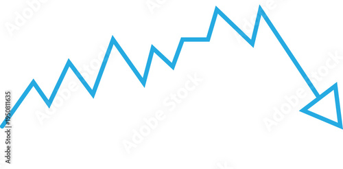 Blue Downward Trend Line Graph Showing Financial Decline and Market Loss Analysis.