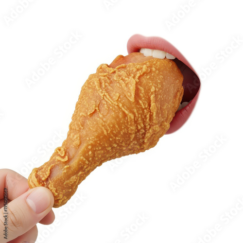 Fried Chicken Meets Happy Mouth isolated illustration on transparent background
