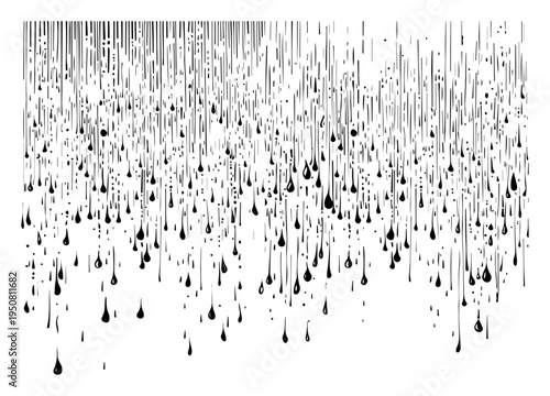 Abstract dripping paint or rain droplets pattern, liquid drops falling background in minimalist line art