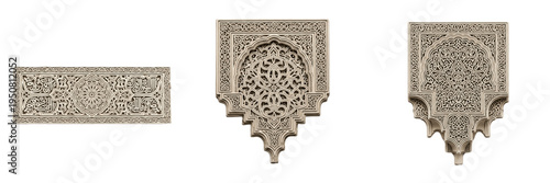 Принти на полотні Collection of ornamental islamic wall carvings with intricate arabic geometric p
