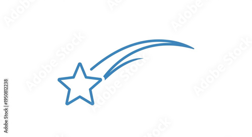 A blue star symbol with motion lines streaking across a white background conveying speed and aspiration in a simple graphic design element