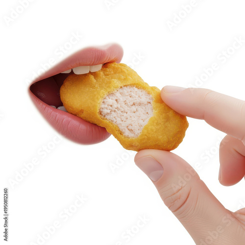 Bite of Crispy Chicken Nugget isolated illustration on transparent background