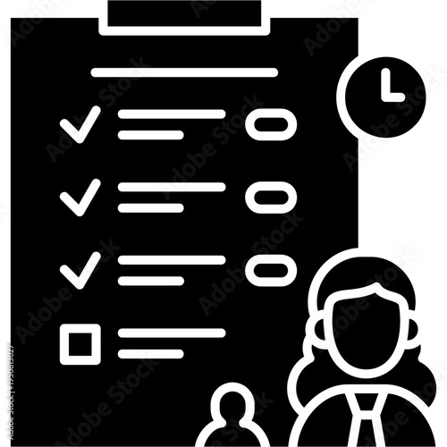 Glyph Solid Attendance Log Icon