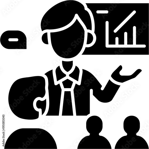 Glyph Solid Staff Training Icon