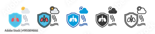 air pollution icon set multi style various collection