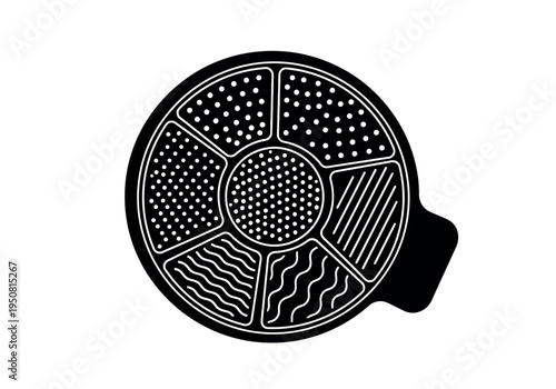 Ancient geometric pattern on a circular metal artifact with intricate engravings