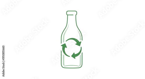 Eco friendly recycling symbol on a transparent glass bottle for sustainable living and environmental conservation practices
