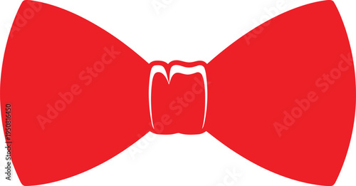 A bright red bow tie on a white background